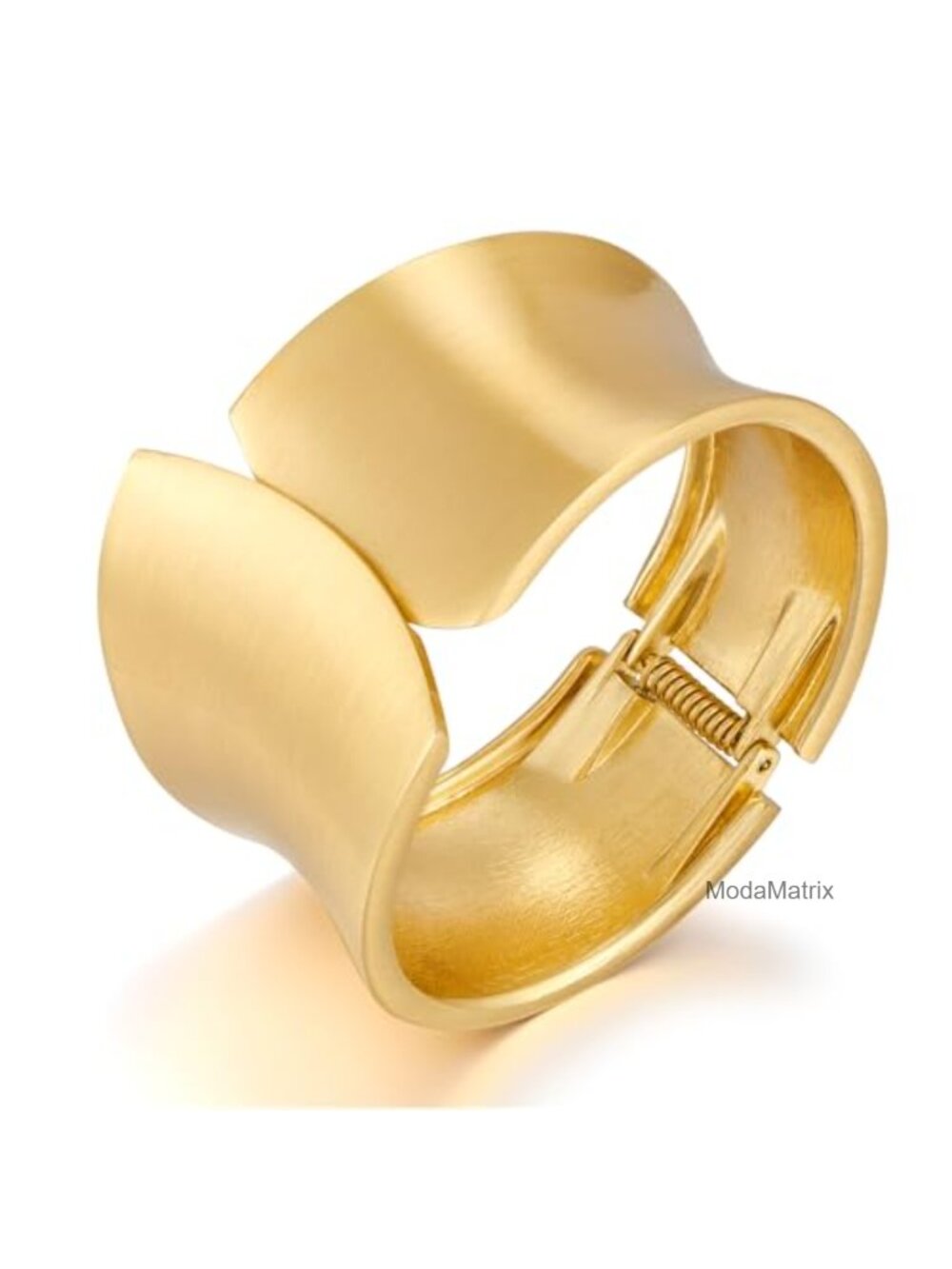 Matte Gold Plated Chunky Wide Cuff Bangle Bracelet for Women